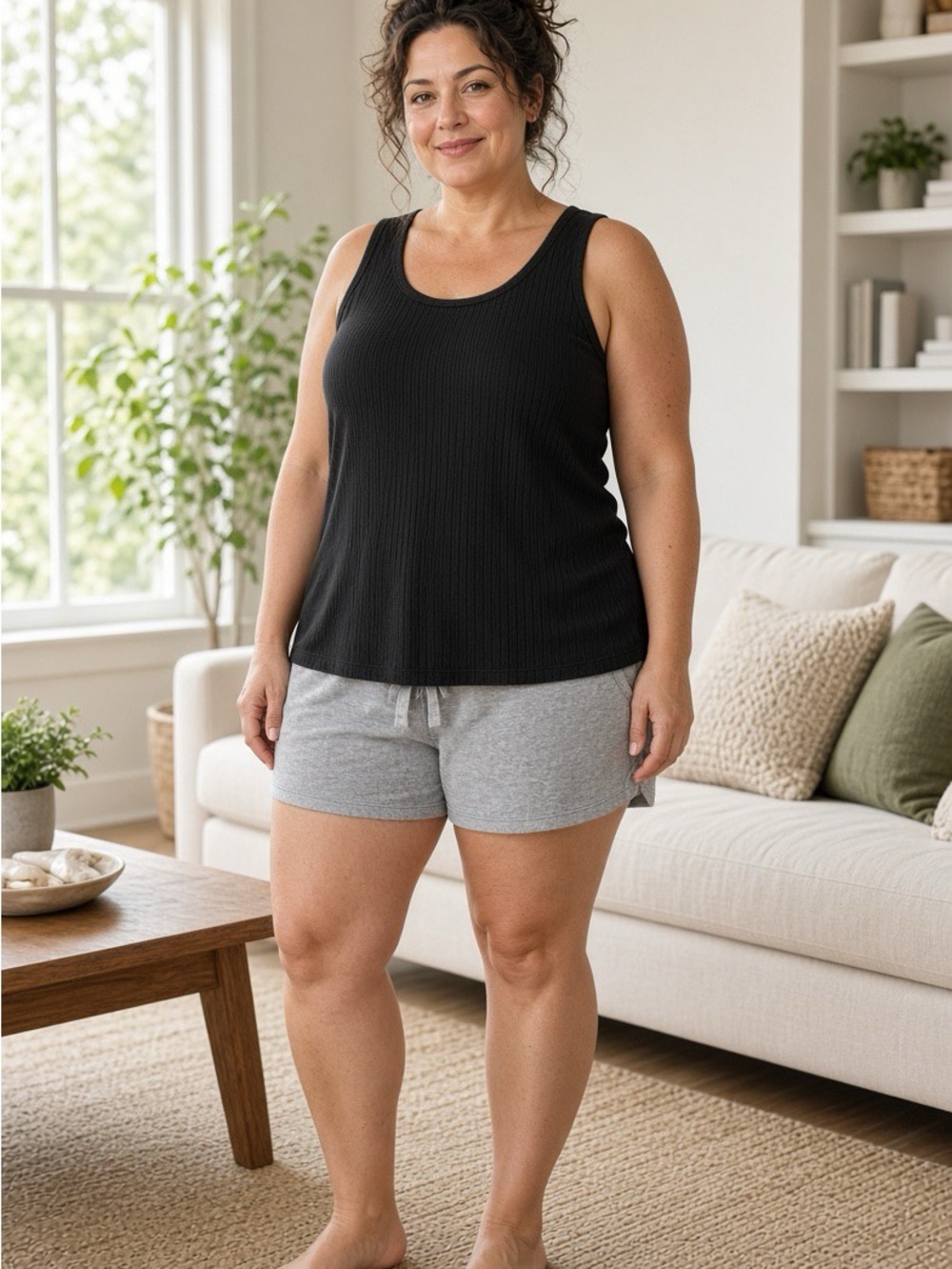 Athleta Well Rested Sleeveless Ribbed Tank Top - Black 3X NWT